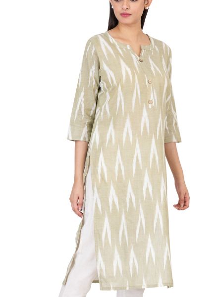 GMH Women's Cotton Ikkat Kurti for Knee Length, Traditional Festive & Casual Kurta for Women