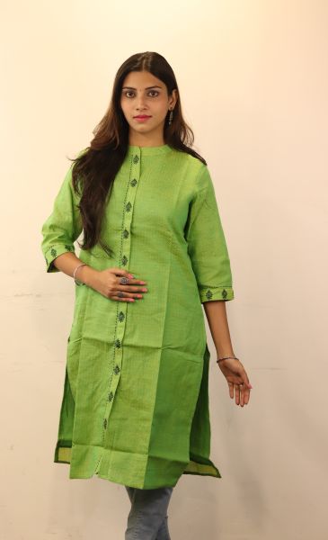 Green Pure Cotton Kurti