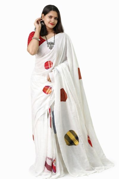 White Pure Handloom Cotton Saree From Bengal