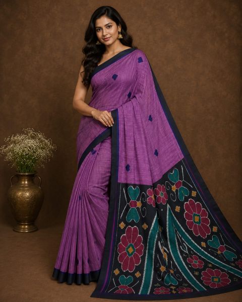 Dark Purple Pure Handloom Dhakai From Bengal