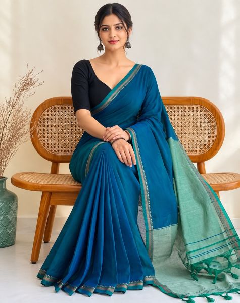 Sea Organic Pure Handloom Cotton Saree From Bengal