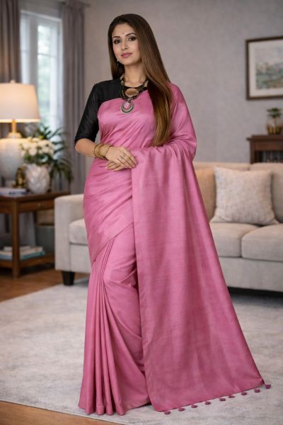 Pink Pure Handloom Soft Cotton Saree From Bengal