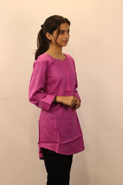 Pink Pure Cotton Short Kurti
