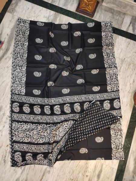 Black Pure Handloom Maheshwari Silk Cotton Saree From Bengal