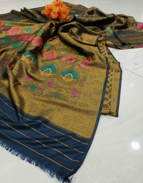 Black Minakari Soft Silk Silk Saree From Bengal