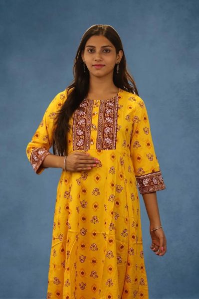 Yellow Pure Cotton Kurti