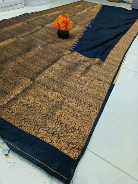 Black Mango Soft Silk Saree From Bengal