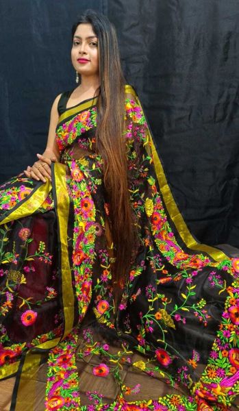 Black Dhakai Jamdani Resham Saree