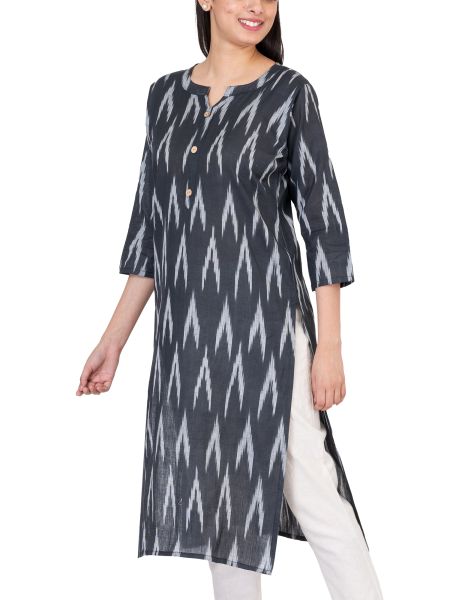 GMH Women's Cotton Ikkat Kurti for Knee Length, Traditional Festive & Casual Kurta for Women