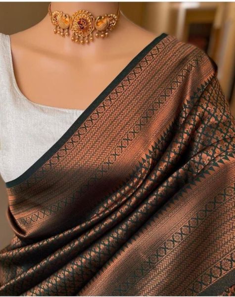 Black Buti Party Wear Malbari Silk Saree