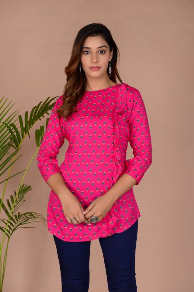 Pink Printed Cotton Top