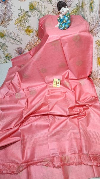 Pink Pure Handloom Kota Viscose Silk Weaving Design Saree From Bengal