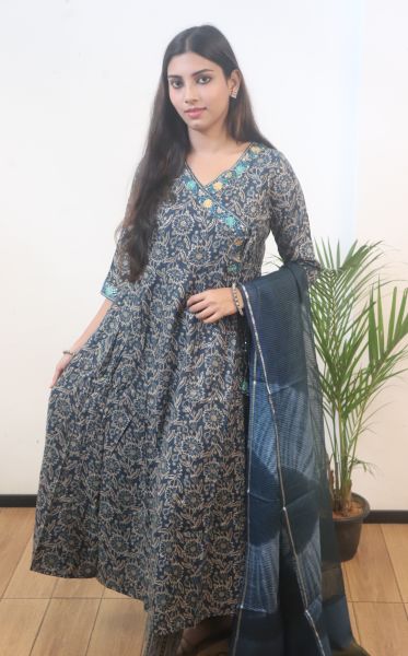 Blue Printed Cotton Kurti
