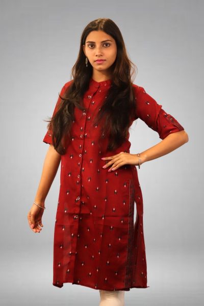 Red Pure Cotton Kurti