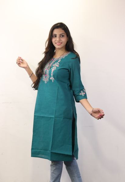 Sea Green Pure Cotton Kurti