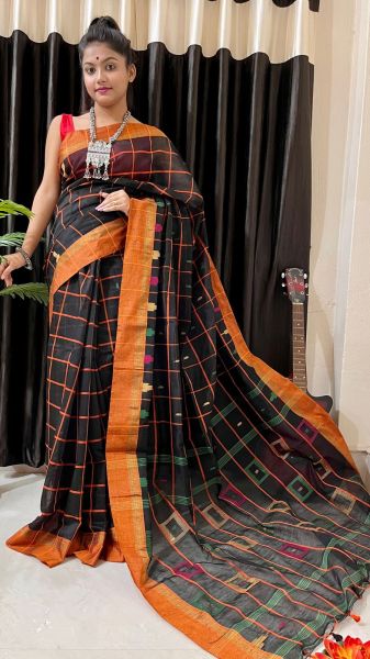 Black Box Design Pure Handloom Silk Cotton Saree