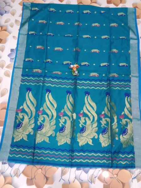 Ananda Blue Jamdani Hand Weaving Saree From Bengal