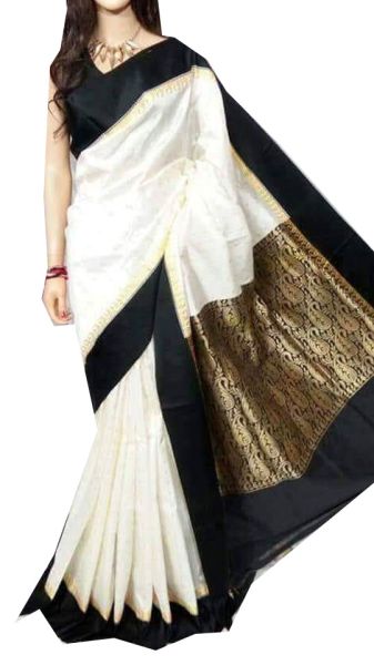 White & Black Garad Silk saree