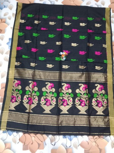 Black Mango Jamdani Cotton Handloom Saree From Bengal