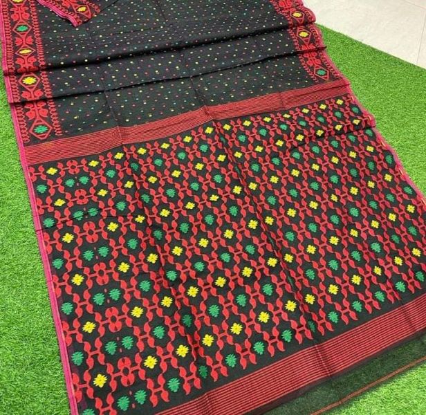 Black Buti Design Pure Handloom Dhakai Jamdani Saree