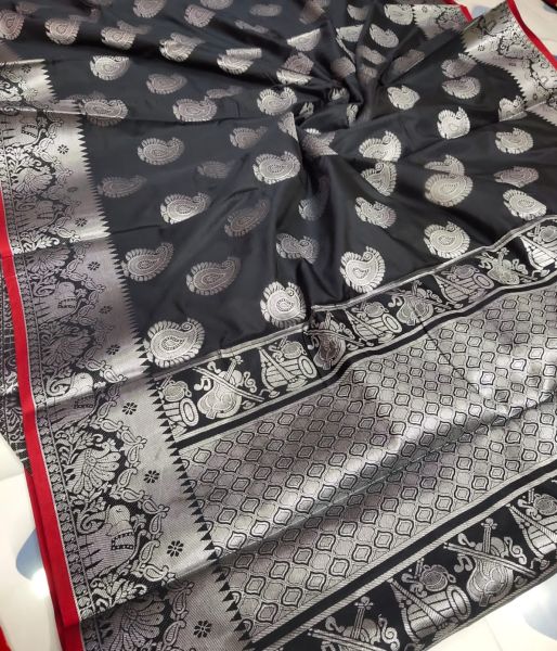 Black Mango Silk Cotton Saree From Bengal