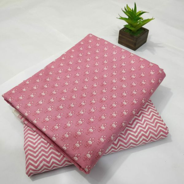 Pink White Hand Block Printed Cotton Kurti And Pant