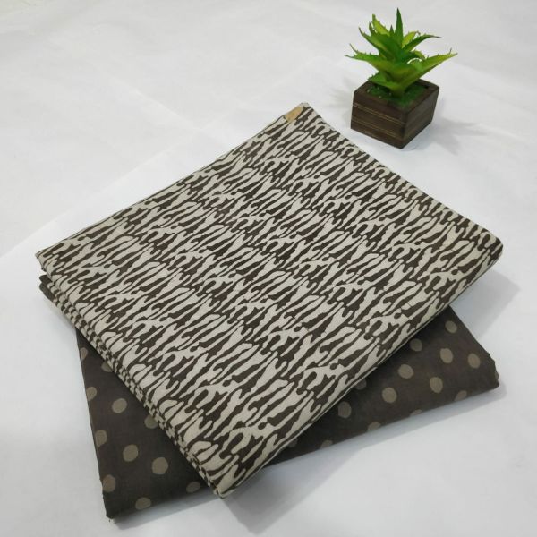White Black Hand Block Printed Cotton Kurti And Pant