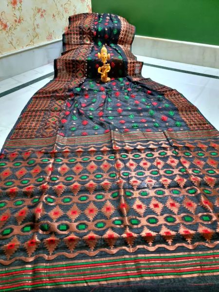 Black Box Jamdani Cotton Saree From Bengal