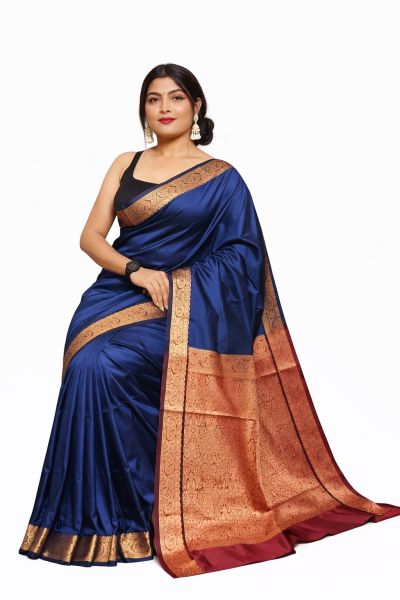 Blue Kashmiri Pashmina Silk Saree From Bengal