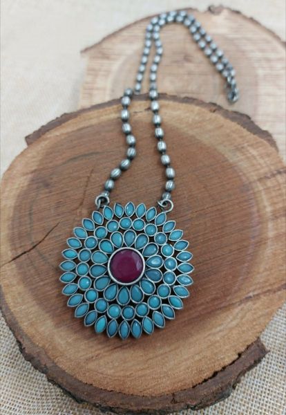 Sky Blue Oxidized German Silver Jewellery