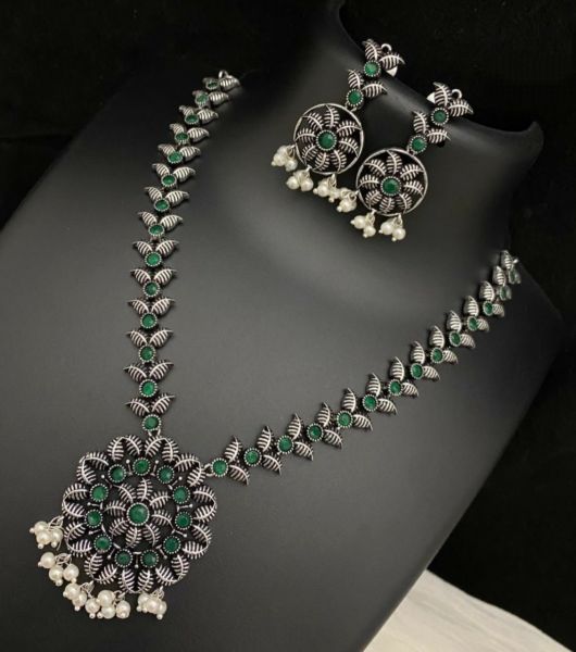 Green Oxidized German Silver Jewellery