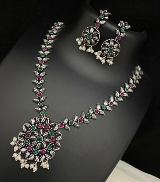 Purple Green Oxidized German Silver Jewellery