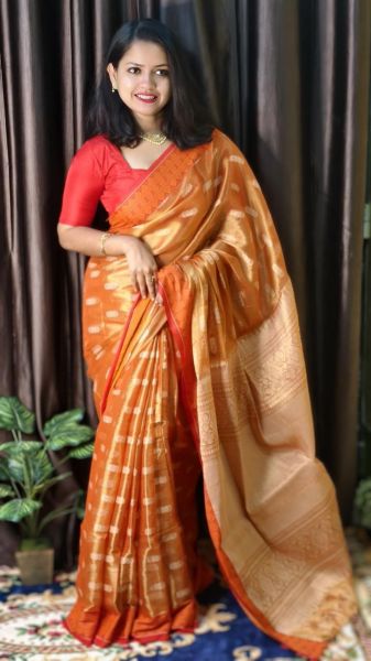 Wood Handloon Tissue Cotton Saree From Bengal