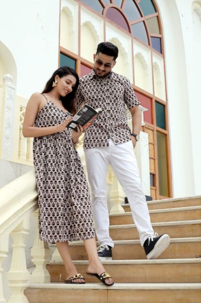 Multicolor Traditional Bagru Hand Block Printed Cotton One Piece Combo