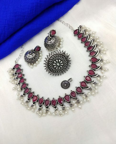 Purple Oxidized German Silver Jewellery