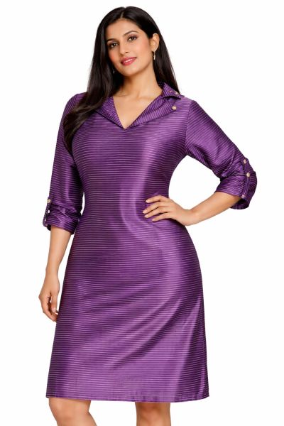 Stylish Voilet Pure Modal Silk Kurti – Long Length Bengal Kurta
