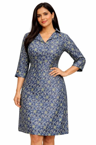 Blue Premium Bengal Modal Silk Kurti – Traditional Long Ethnic Kurta
