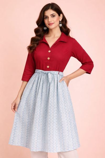 Classic Women’s Bengal Cotton Hand Block Printed Kurti with Unique Artisan Designs and Comfort Fit