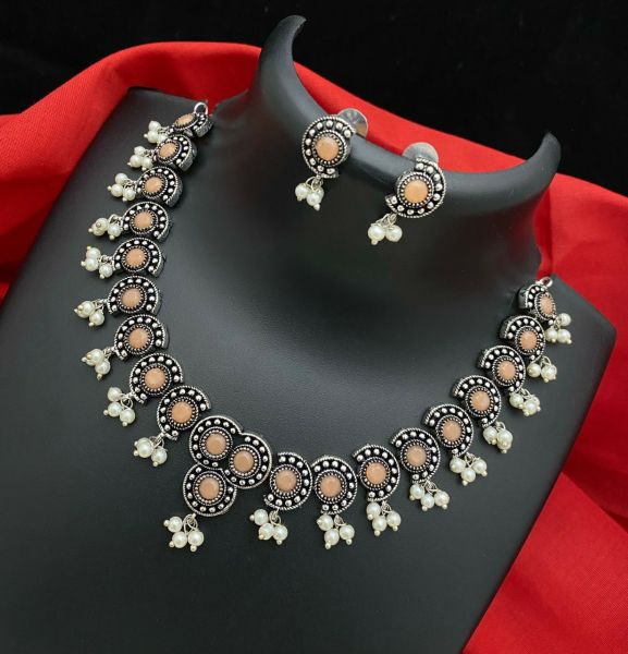 Cream Oxidized German Silver Jewellery