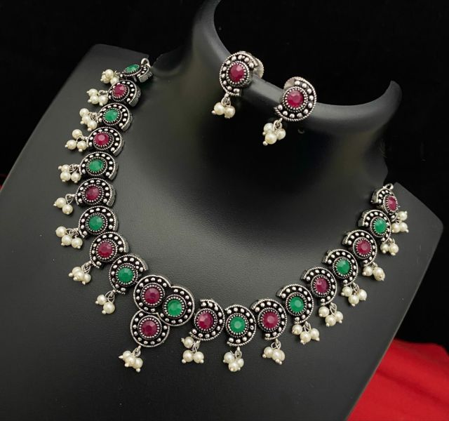 Green Purple Oxidized German Silver Jewellery