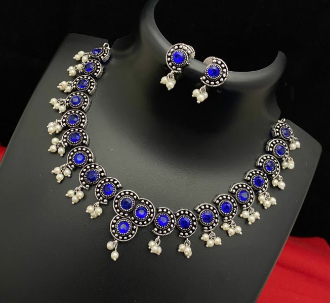 Blue Oxidized German Silver Jewellery