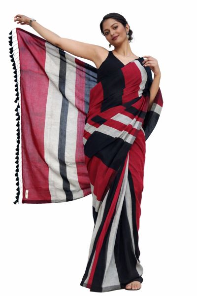 Multi Colour Pure Handloom Cotton Saree From Bengal