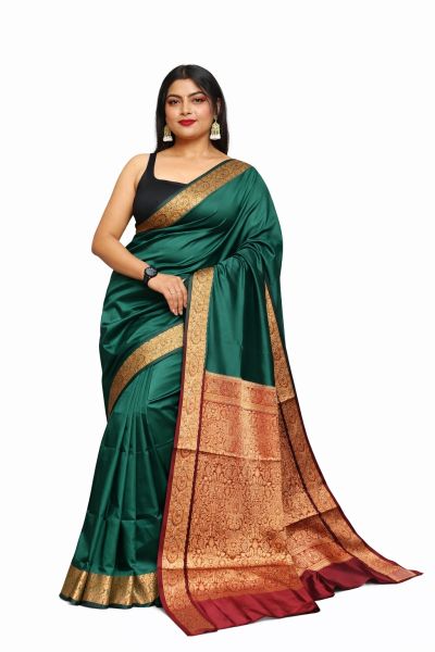 Green Kashmiri Pashmina Silk Saree From Bengal