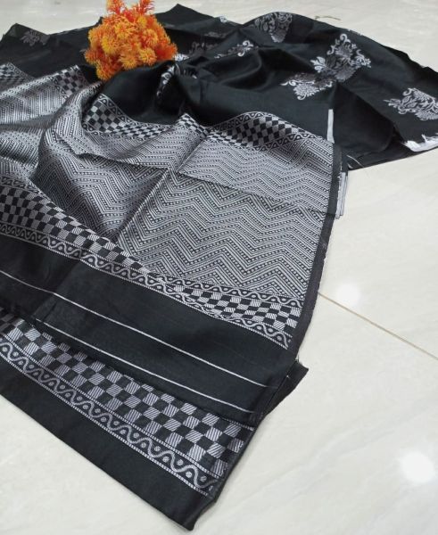 Black Butta Soft Silk Saree From Bengal