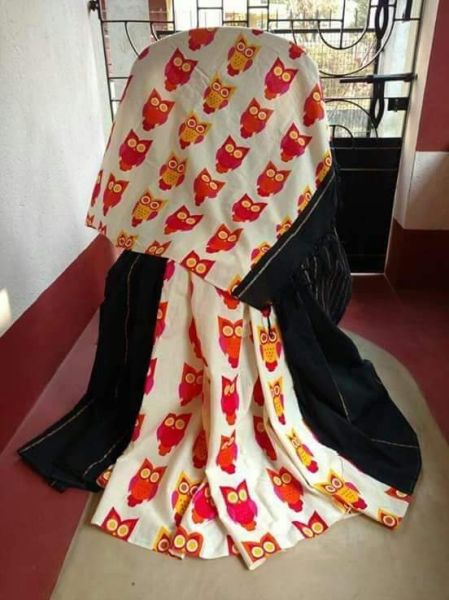 Black Off White Printed Pure Handloom Pure Cotton Saree
