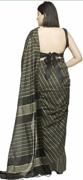 Black Lines Banti Babli Silk Saree From Bengal