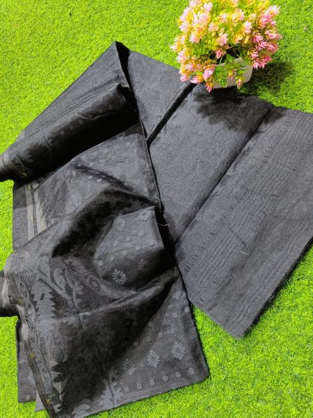 Black Butta Pure Handloom Silk Cotton Saree