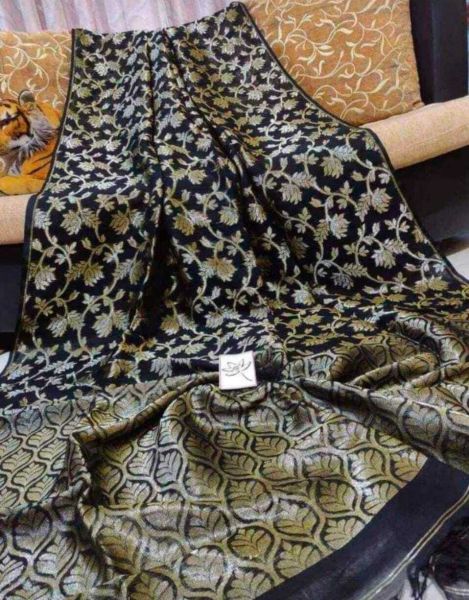 Black Linen by Linen Organic Saree From Bengal