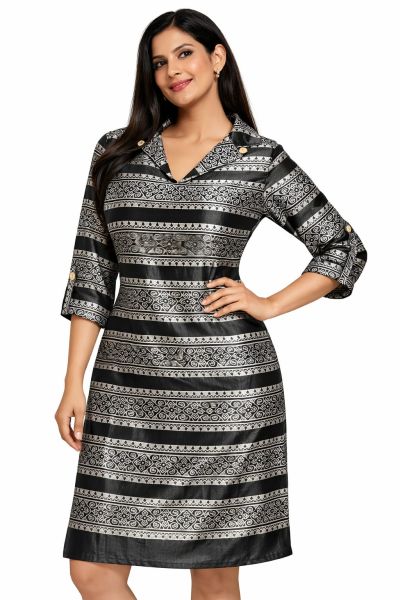 Black Premium Bengal Modal Silk Kurti – Traditional Long Ethnic Kurta