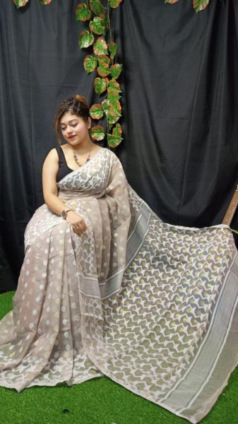 Ash Butta Design Pure Handloom Dhakai Jamdani Saree